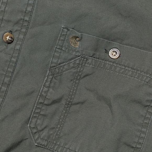 Carhartt Olive Green Cotton Long Sleeve Button Down Work Shirt Mens Size L - Picture 7 of 11